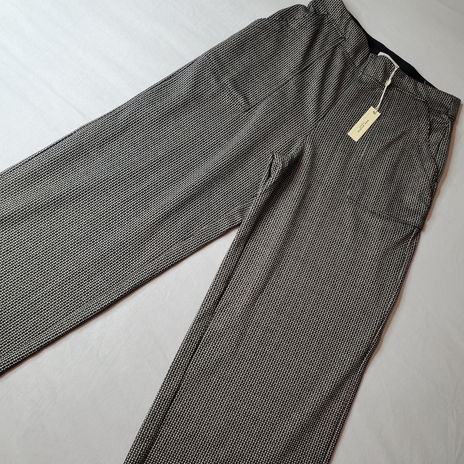 Max Studio Women Size S Nwt Wide Leg Pull-On High-Rise Pants Black Gray